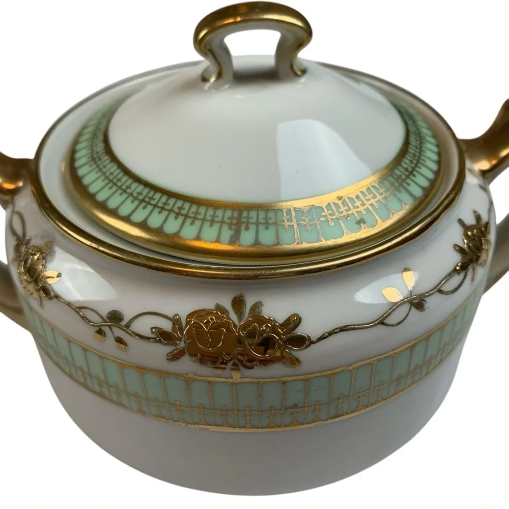 Nippon Hand Painted Moriage Sugar Bowl